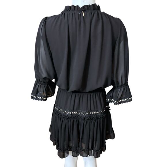 Misa Los Angeles Grommet Ruffle Mini Dress Black Womens Size M - Picture 3 of 8